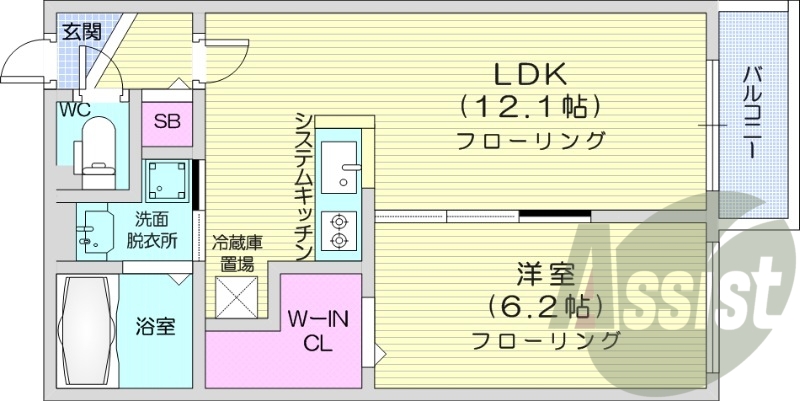 1LDK、エアコン、ペット可、システムキッチン