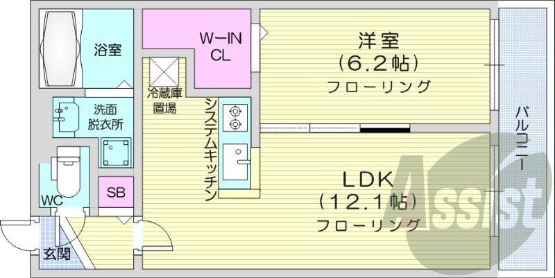 1LDK、エアコン、ペット可、システムキッチン