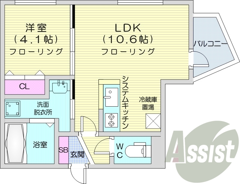 1LDK、エアコン、都市ガス、ネット無料