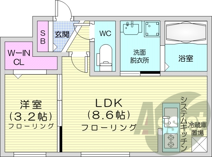 1LDK、エアコン、独立洗面台、灯油暖房、ネット無料