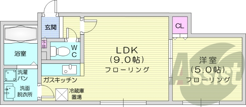 1LDK、シャンプードッレサー、クローゼット