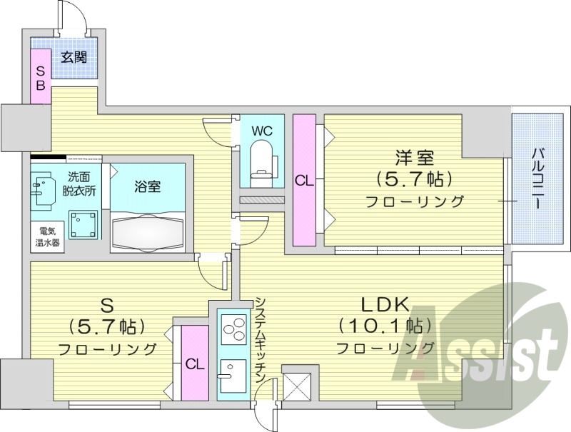 1LDK＋S、宅配ボックス、オール電化、IHシステムキッチン