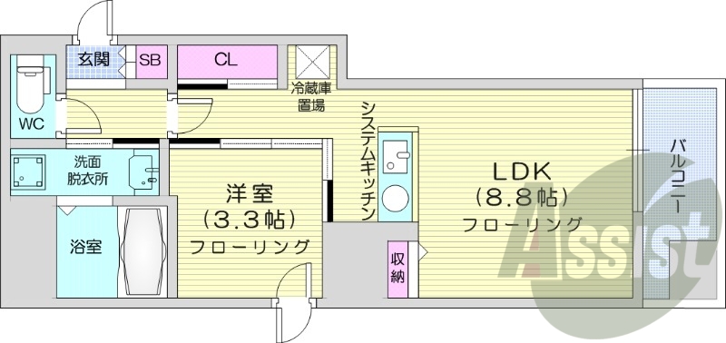 1LDK、エアコン、追い焚き、ウォシュレット