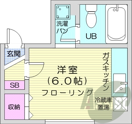 1R、灯油暖房、室内洗濯機置き場、ケーブルテレビ