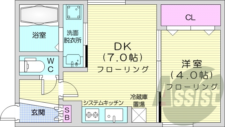 1DK、エアコン、灯油暖房、浴室乾燥機