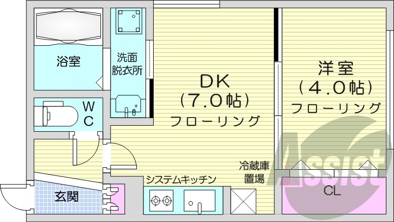 1DK、エアコン、灯油暖房、浴室乾燥機