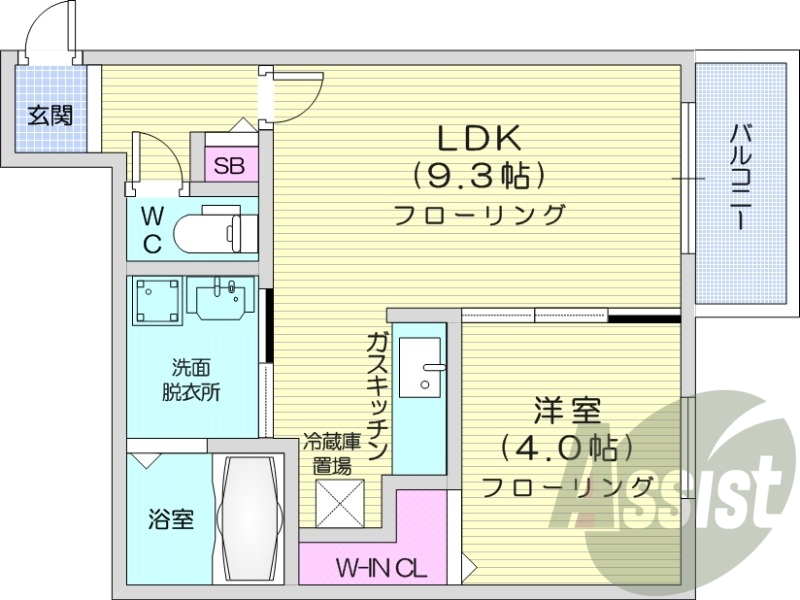 1LDK、エアコン、バルコニー、ネット無料
