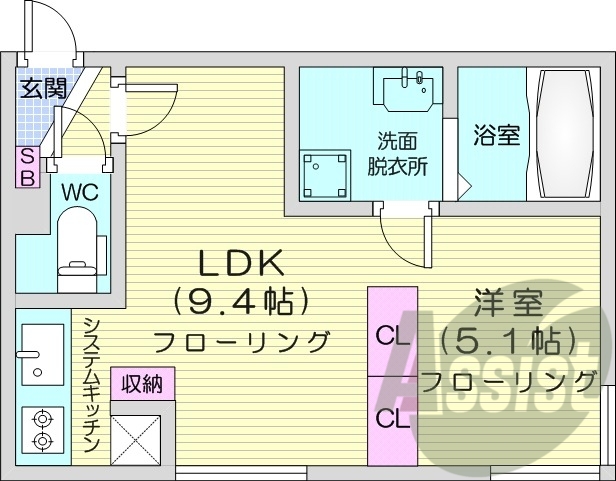 1LDK、都市ガスエコジョーズ、ペット可、オートロック、収納