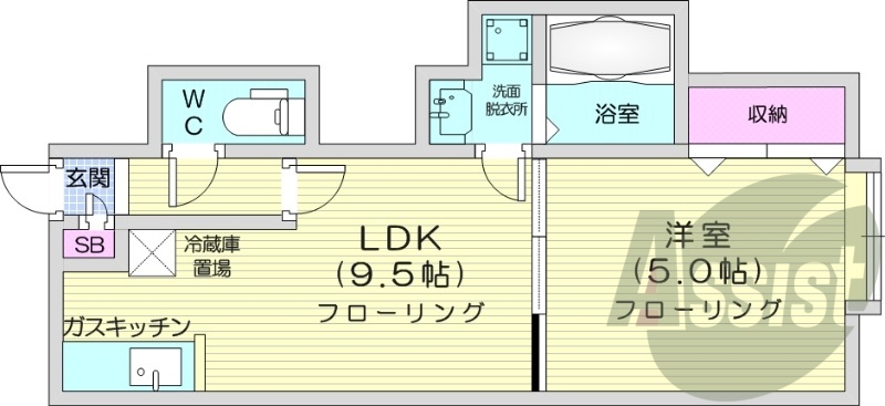 1LDK、エアコン、シャワートイレ、シャンプドレッサー