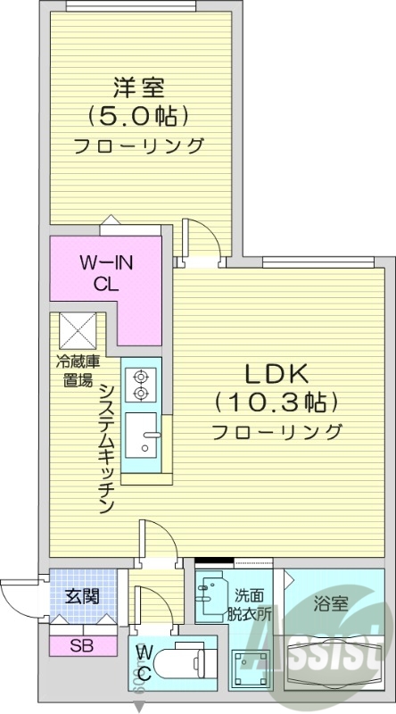 2LDK、宅配ボックス、角部屋、最上階、ネット無料