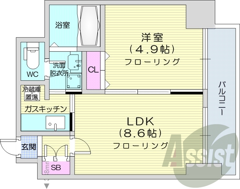 1LDK、収納、エアコン、灯油暖房、ネット無料