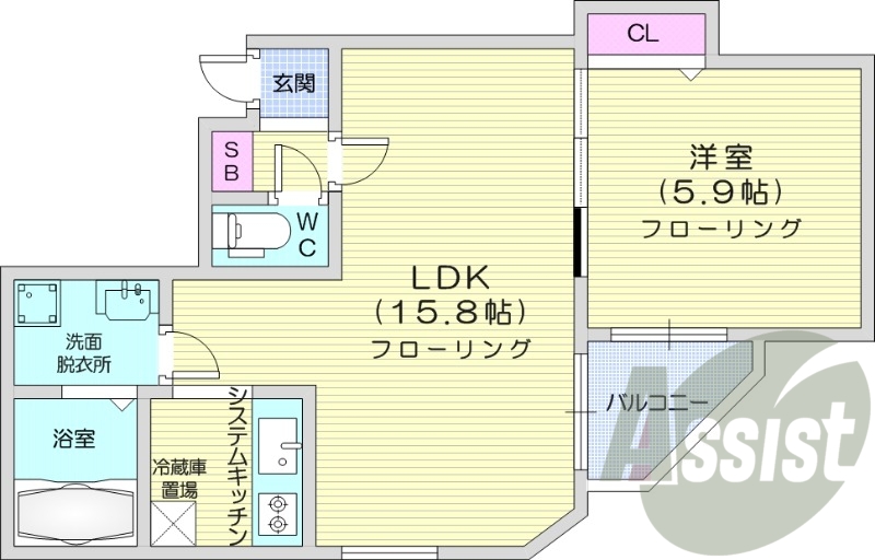 1LDK、ガス暖房、ネット無料、オートロック、宅配BOX