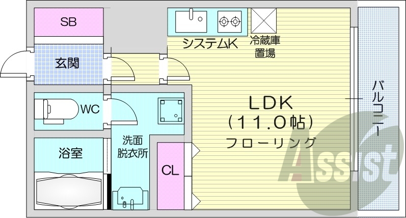 1K、家具家電付き、オートロック、ネット無料、独立洗面台