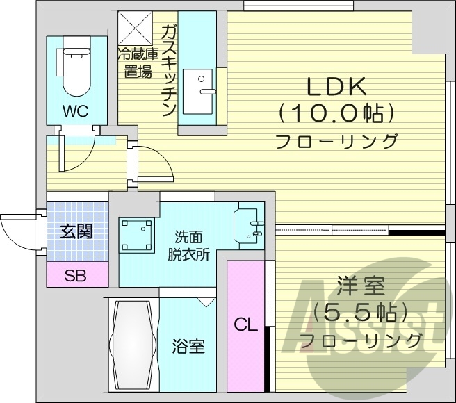 1LDK、エアコン、ネット無料、シャワートイレ、独立洗面台
