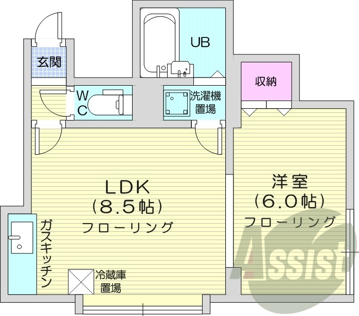 1LDK、エアコン、灯油暖房、モニター付きインターフォン