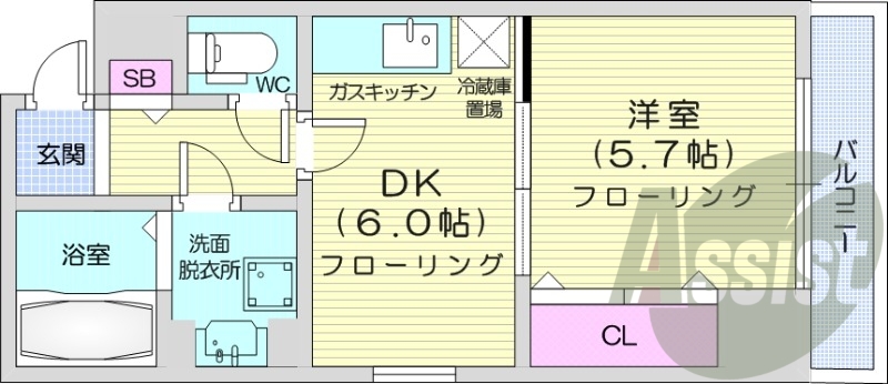 1DK、オートロック、モニターホン、灯油暖房、ガス給湯
