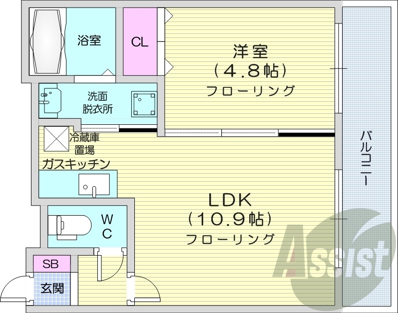 1LDK、ペット相談、灯油暖房、独立
