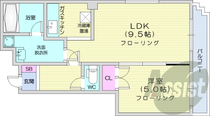 1LDK、オートロック、TVモニターホン、ネット無料