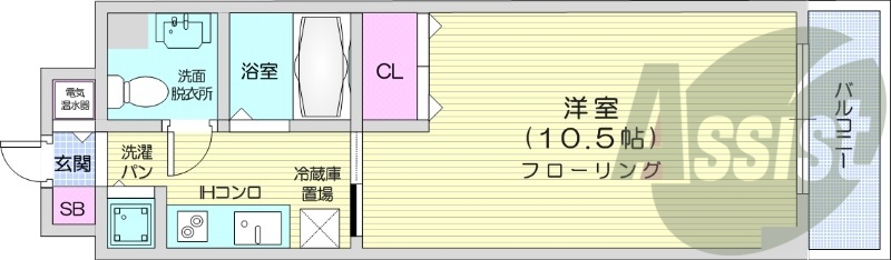 １K、オートロック、オール電化、バストイレ別