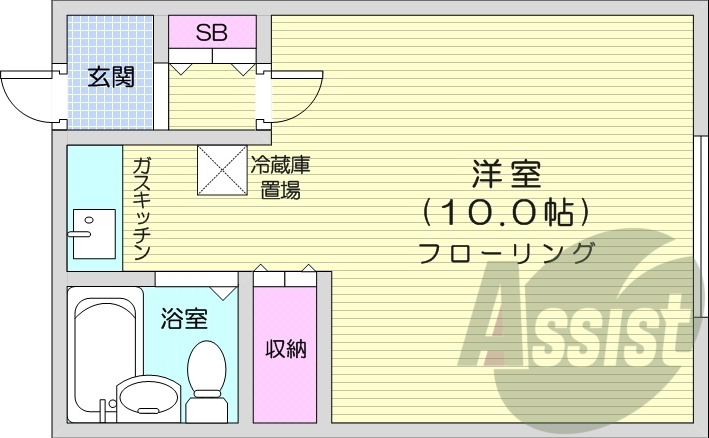 1K、オートロック、ネット使用料不要