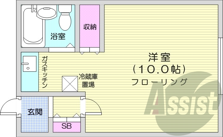 1K、オートロック、ネット使用料不要