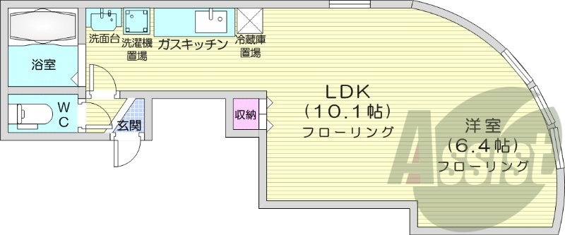 1LDK、ネット無料、独立洗面台、