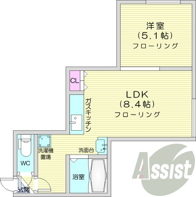 1LDK、バストイレ別、ネット無料、灯油暖房