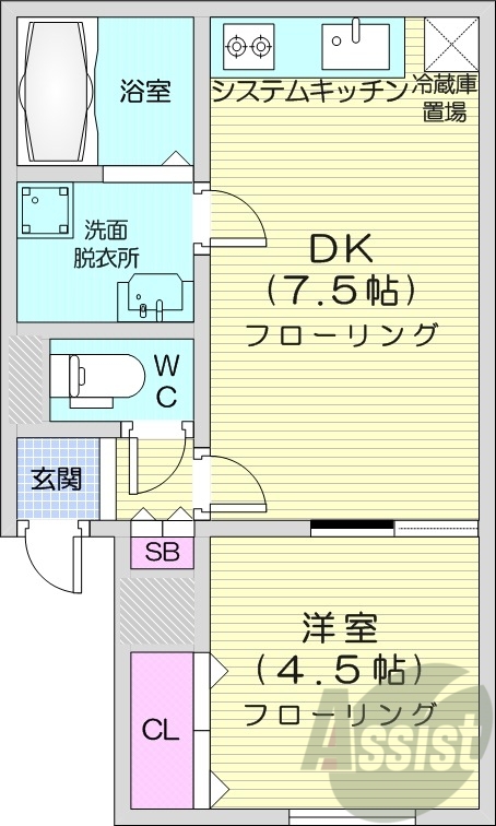 1DK、オール電化、バストイレ別、独立洗面台