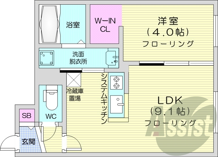 1LDK、エアコン、浴室乾燥機、ペット飼育可能