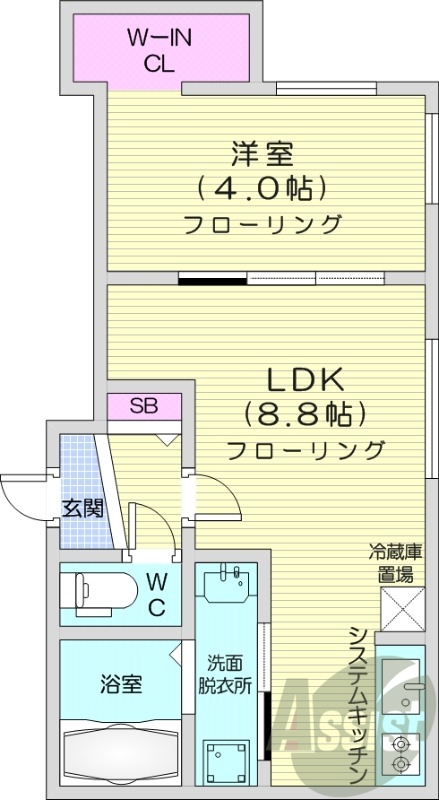1LDK、エアコン、浴室乾燥機、ペット飼育可能