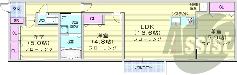 3LDK、エアコン、追い焚き、浴室乾燥機