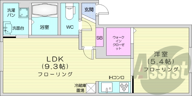 1LDK、エアコン、バス・トイレ別、ネット無料