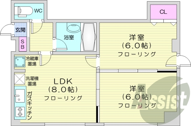 2LDK、リフォーム済、エアコン、インターネット無料