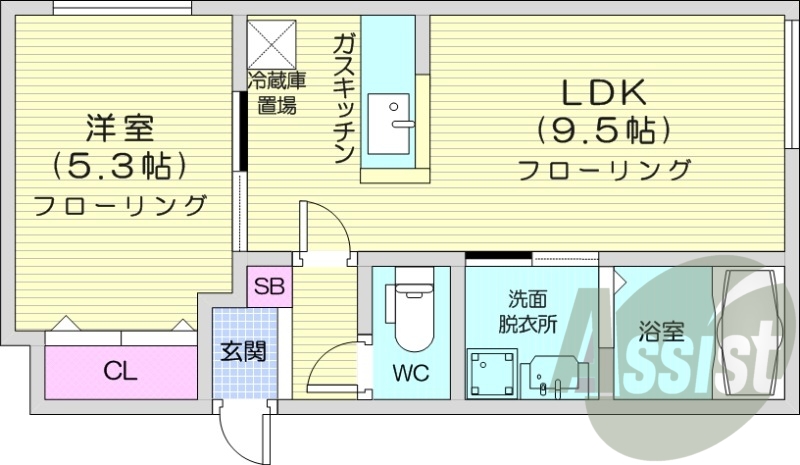 1LDK、エアコン、シャワートイレ、灯油暖房、独立洗面台