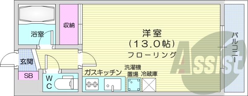 ワンルーム、エアコン、オートロック、ネット使用料不要