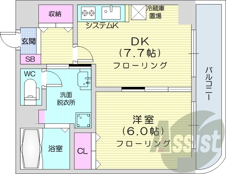 1LDK、都市ガス、オートロック、エアコン