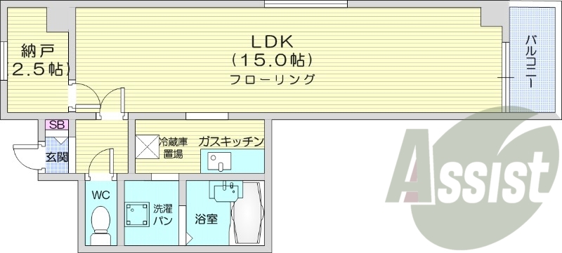 1KS、バストイレ別、独立洗面台