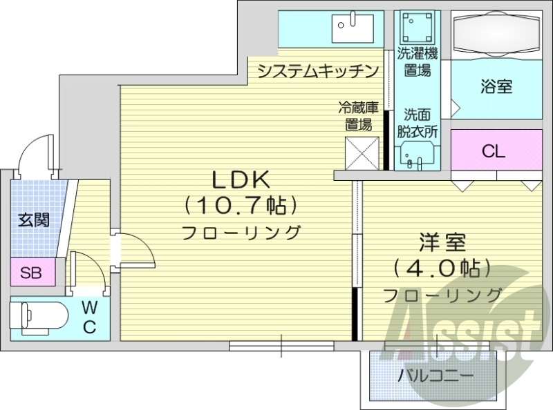 1LDK、灯油暖房、オートロック、モニターホン、ペット可