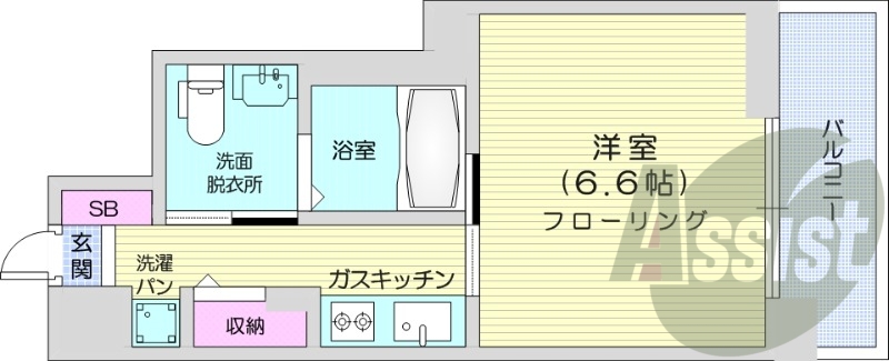 1K、追い炊き機能、宅配BOX、システムキッチン