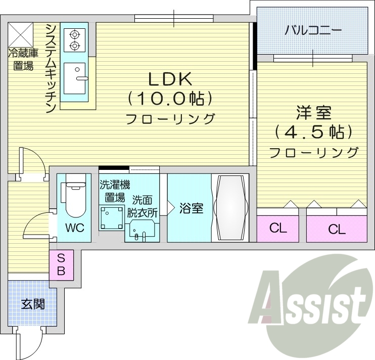 1LDK、都市ガス、ネット無料、エアコン、宅配BOX
