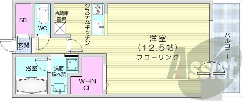 ワンルーム、分譲、都市ガス、ネット無料、床暖房、浴室乾燥機