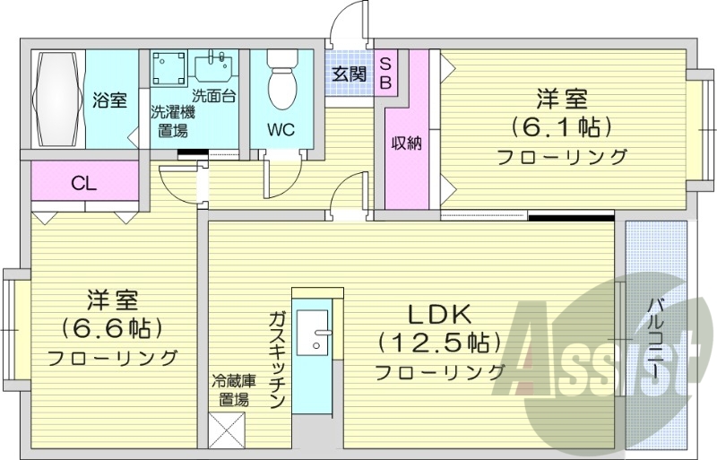 2LDK、収納、灯油暖房、シャンプードレッサー