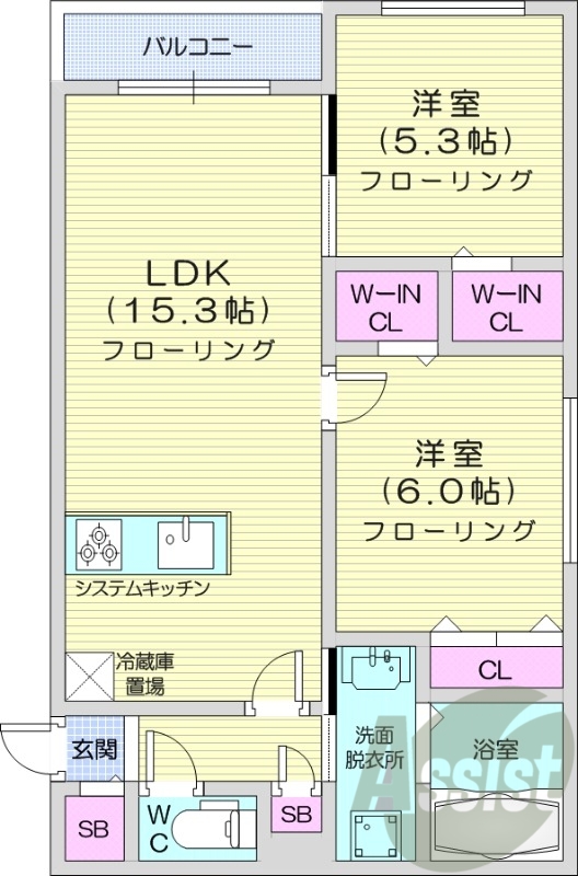 2LDK、エアコン、都市ガス、ペット飼育可
