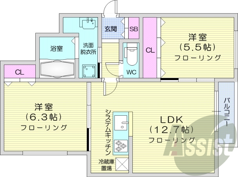 2LDK、エアコン、灯油暖房、ネット無料