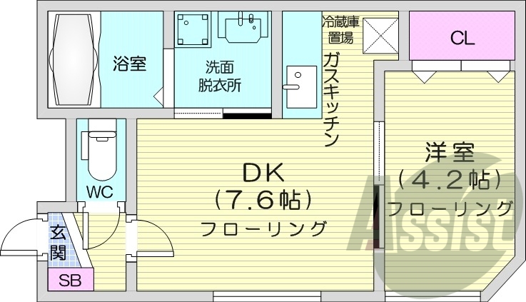 1DK、灯油暖房、浴室乾燥、TVインターホン
