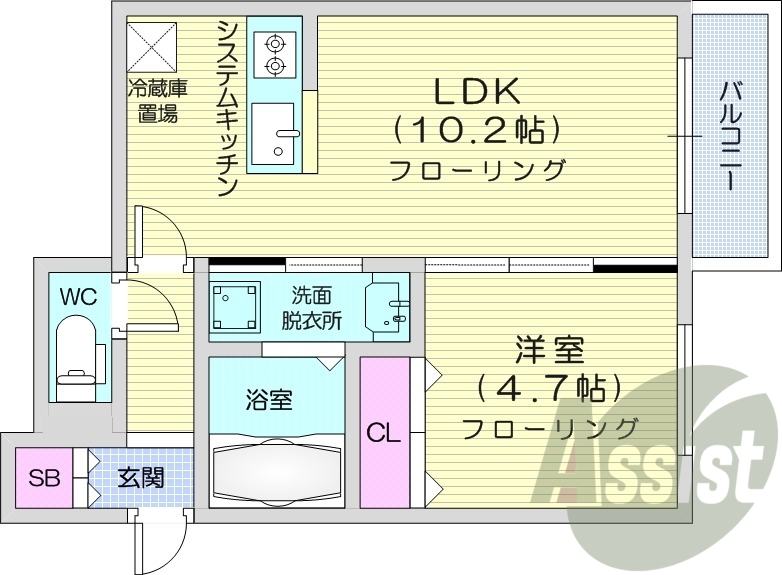 1LDK、エアコン、暖房、ネット無料