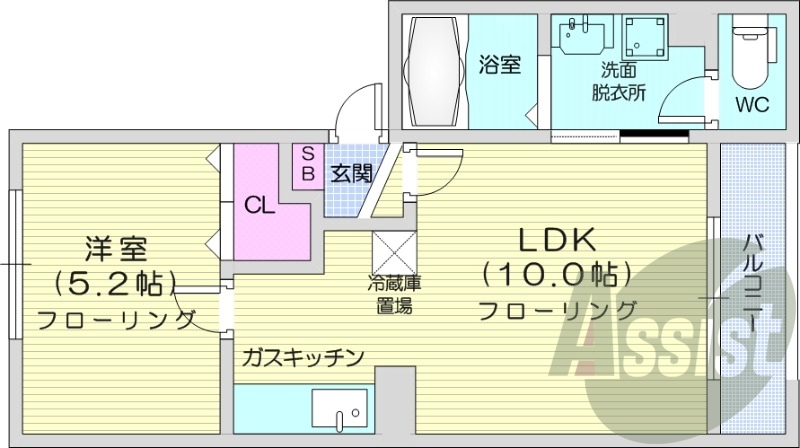 1LDK、灯油FF暖房、物置、TVインターホン