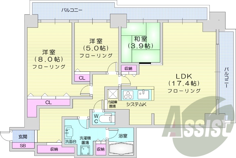 3LDK、ペット可、システムキッチン、食洗器、都市ガス