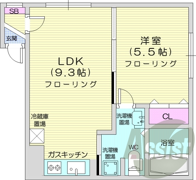 １LDK、システムキッチン、エアコン、浴室乾燥機