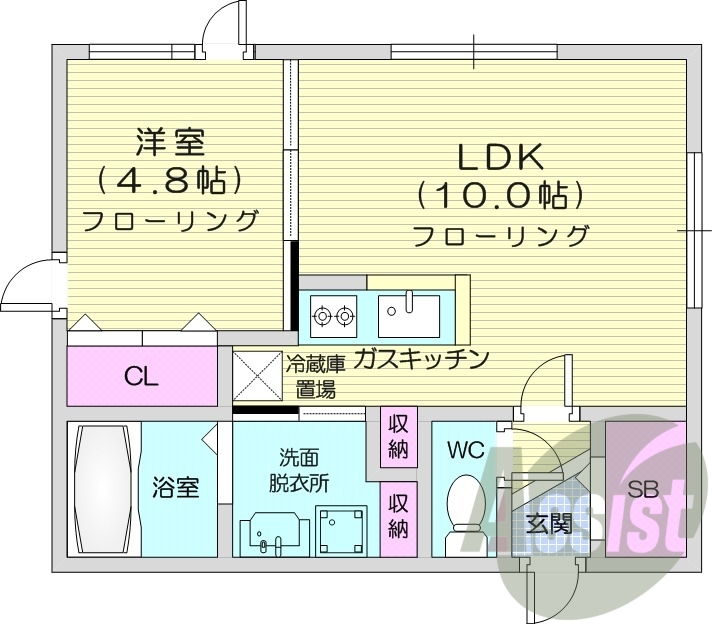 1LDK、ペット可、角部屋、カウンターキッチン